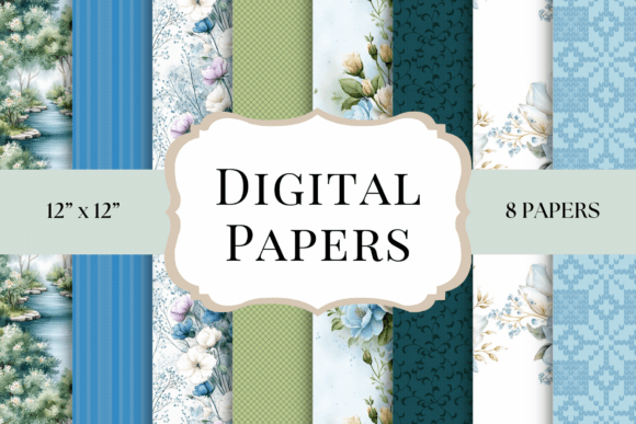 Blue Botanical Digital Papers: A Designer's Versatile Palette