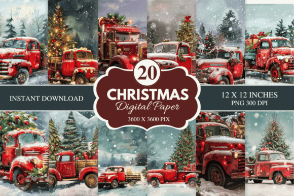 Christmas Red Truck Digital Paper: A Designer's Festive Toolkit
