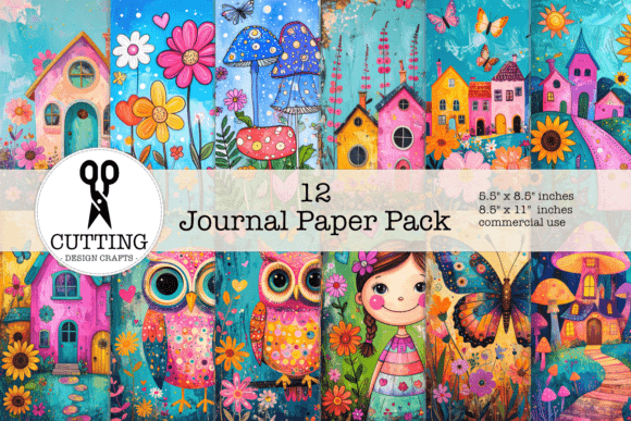 Colorful Journal Paper Pack: Whimsical Designs for Creative Projects