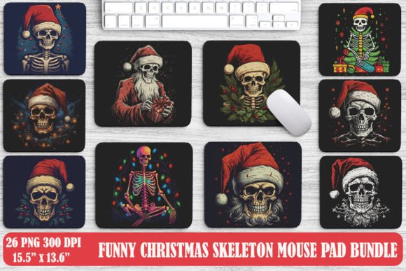 Funny Christmas Skeleton Mouse Pad: A Whimsical Design Asset