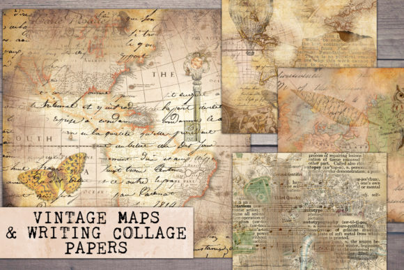 Maps and Old Writing Collage Papers: A Designer's Toolkit