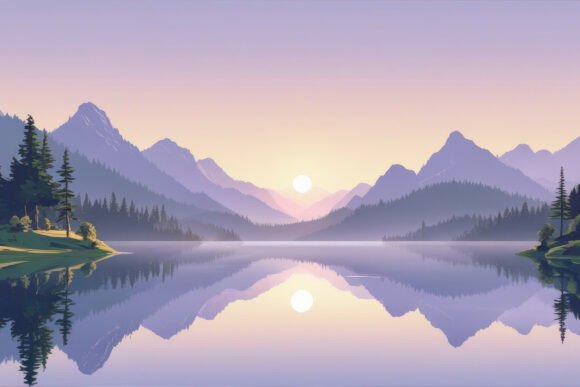 Mountain Range and Calm Lake Background: A Design Asset for Serene Branding