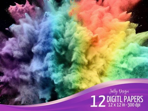 Rainbow Chalk Explosion Digital Paper: A Burst of Creative Energy