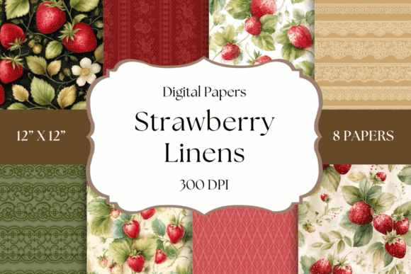 Strawberry Linens Digital Papers: A Sweet Design Asset