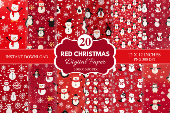Unlock Festive Creativity with a Red Christmas Digital Paper Bundle