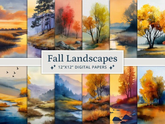 Watercolor Fall Landscape Digital Papers: A Complete Creative Toolkit
